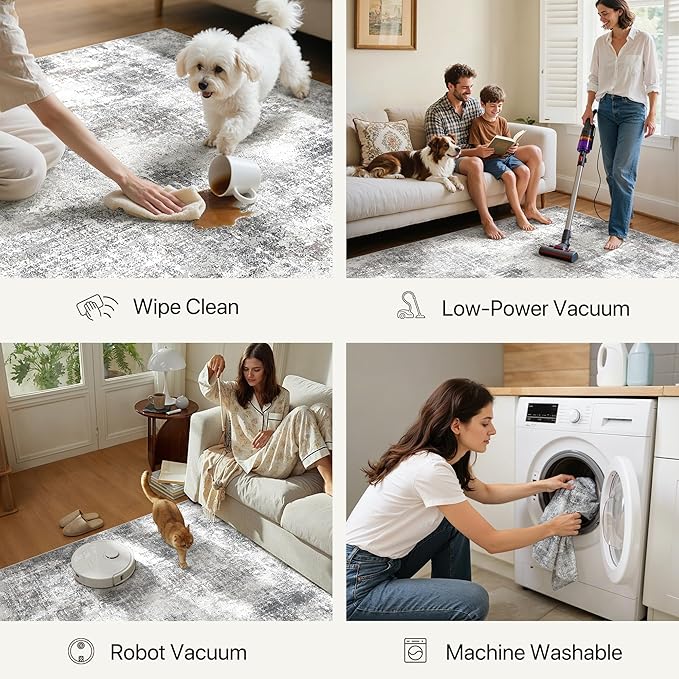 GENIMO Washable Area Rugs for Living Room, 9x12 Modern Non Slip Rugs, Low Pile - Image 3