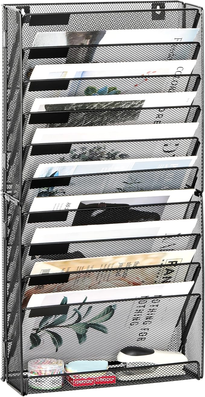 EasyPAG Wall File Holder 10 Tier Mesh Hanging Folder Organizer by EasyPAG