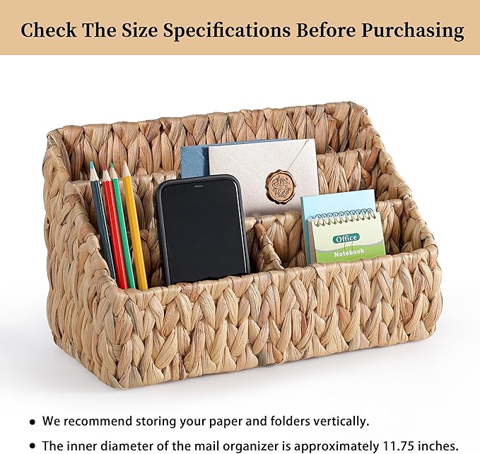 DINGTAI Natural Farmhouse Desk Organizers and Storage, Large Countertop Mail - Image 6
