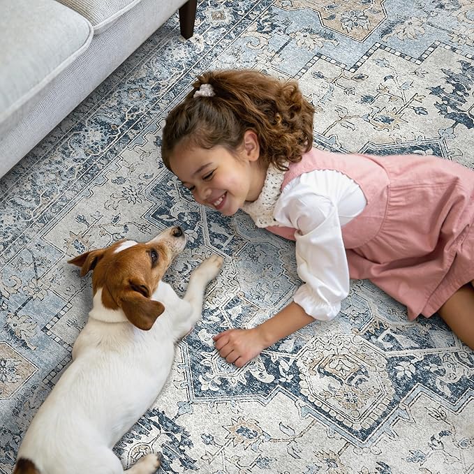 GENIMO Runner Rug 2'6''x8, Non Slip Vintage Hallway Runner Rugs, Low Pile - Image 8