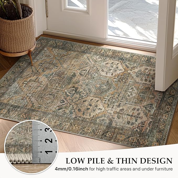 GENIMO 5x7 Area Rugs for Living Room, Machine Washable Non Slip Vintage Rugs - Image 7