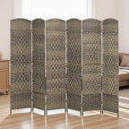 HOMCOM 6 Panel Room Divider, Hand-Woven Freestanding Wall Partition - Image 9
