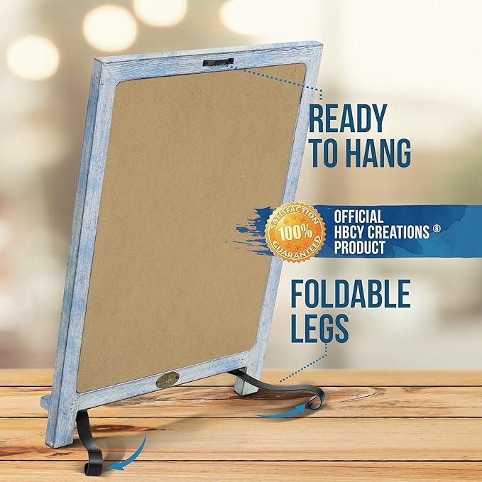 HBCY Creations Rustic Blue & White Tabletop Chalkboard - Image 4