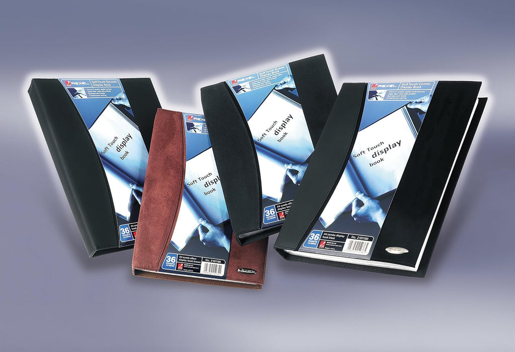 Rexel Soft Touch Display Book A4 Black Combo (36 Pockets)