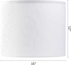 White Linen lampshades Large Drum Lamp Shade 16" Top x 16" Bottom x 12" High - Image 2