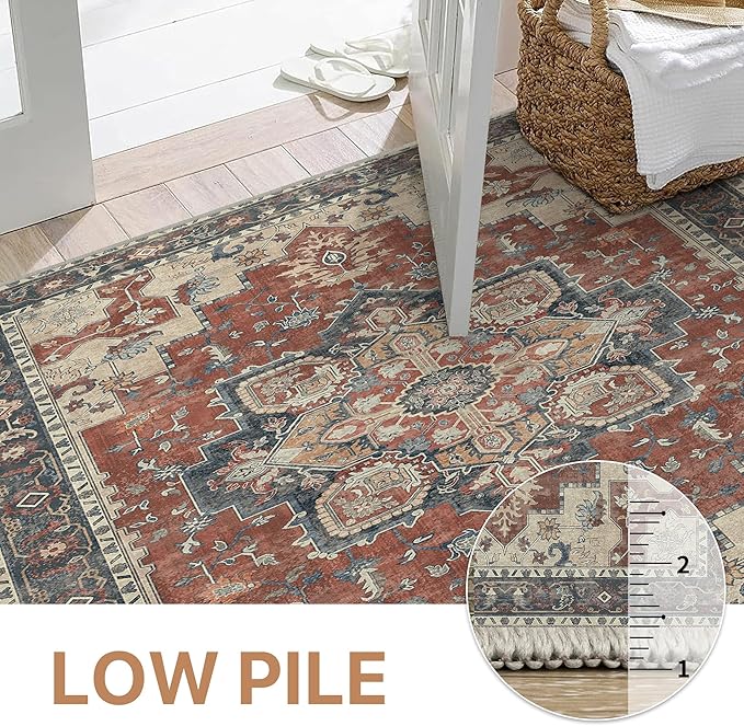 GENIMO 8x10 Area Rugs for Living Room, Machine Washable Non Slip Vintage Rugs - Image 5