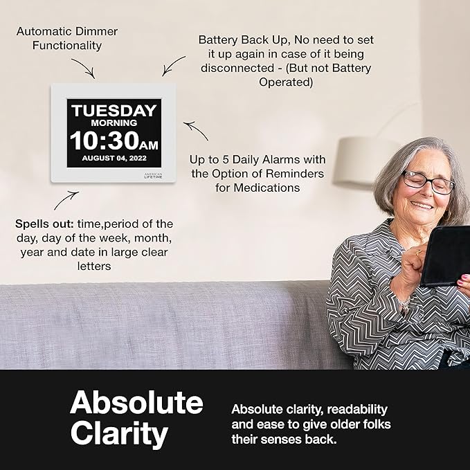 American Lifetime New 2026 Dementia Clock Large Digital Clock - Image 3