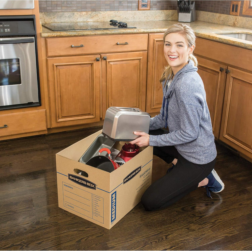 bankers box 20-pack medium classic moving boxes with, side view