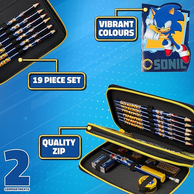 SONIC THE HEDGEHOG Pencil Case for Kids Stationery Set Pens Colored Pencils - Image 4