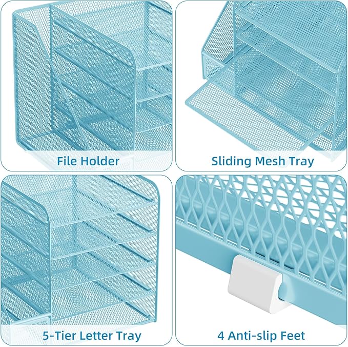 Marbrasse Desk Organizers and Accessories, 5-Tier Paper Letter Tray Organizer - Image 4