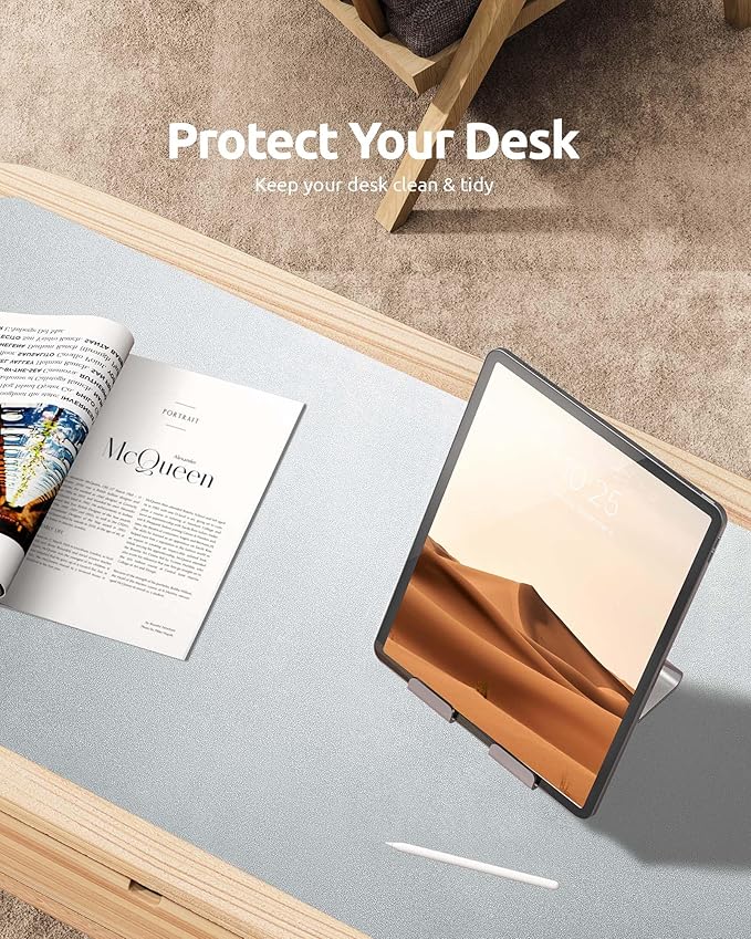 YSAGi Leather Desk Pad Protector, Office Desk Mat, Large Mouse Pad, Non-Slip PU - Image 7