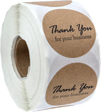 Brown Kraft Script Thank You for Your Business Stickers / 500 Crafter Packaging Gratitude Labels Roll/Small Business Appreciation Decals / 1.5" Round Appreciation Label/Made in The USA