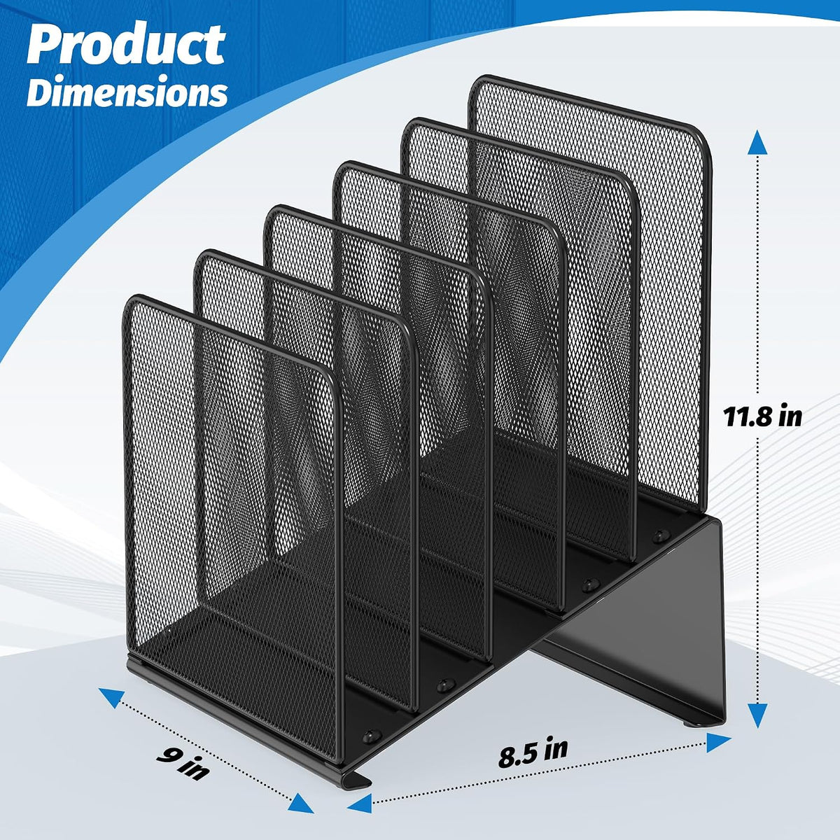 2 Pack Inclined 5-Section Desk File Organizer, Vertical File Folder Holder Fi...