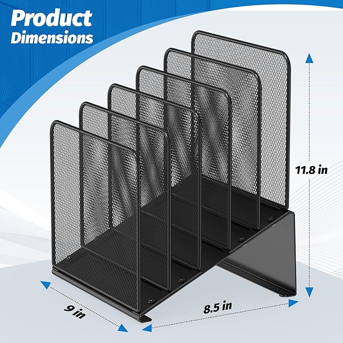 2 Pack Inclined 5-Section Desk File Organizer, Vertical File Folder Holder File - Image 2