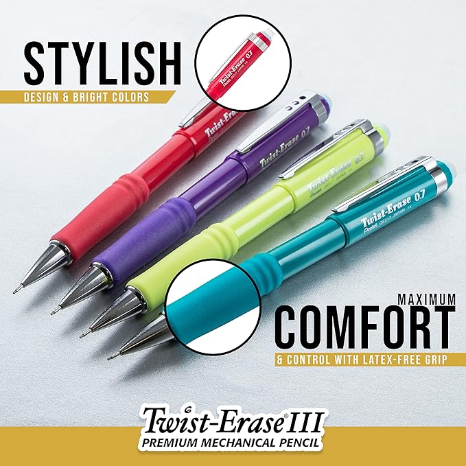 Pentel Twist-Erase III Mechanical Pencil, Bold Line, Violet Barrel - Image 3