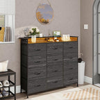 Welfuturer Black Dresser with LED Light 12 Drawers Dresser with Charging - Image 7