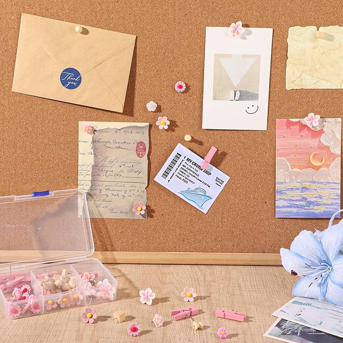 78 Pieces Push Pins Set Cute Thumb Tacks Decorative Flower Push Pins - Image 5