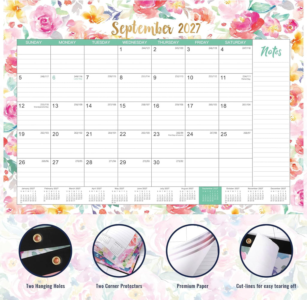 2027 Desk Calendar - Jan. 2027 - Dec. 2027, 12 Months Large Monthly Desk Calendar 2027, 17" x 12", Desk Pad, Large Ruled Blocks, To-do List & Notes