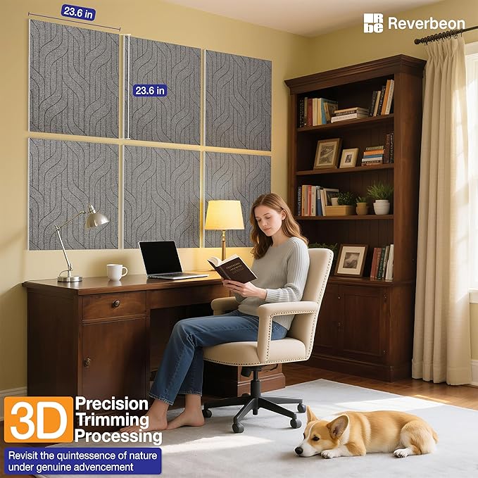 Reverbeon 6 PCS Acoustic Panels, 23.6x23.6 Inch Sound Absorbing Panels - Image 6