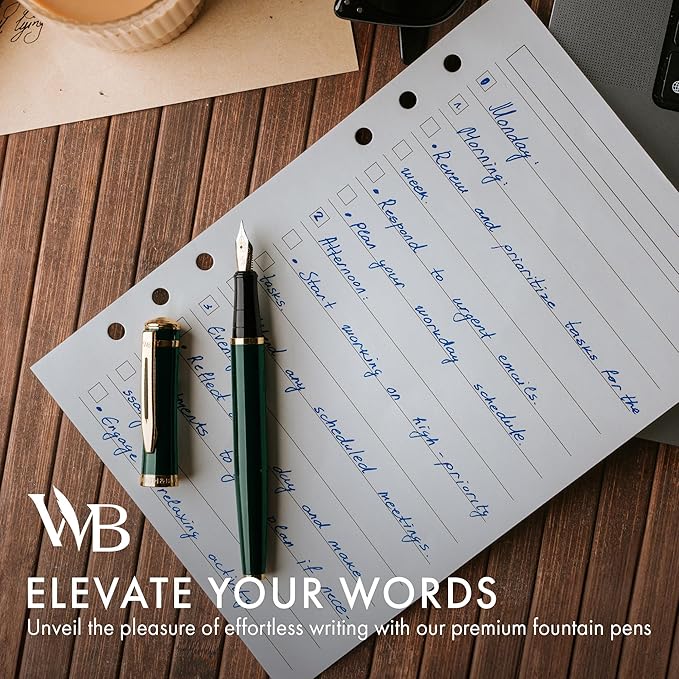 Wordsworth & Black Fountain Pen Set, 18K Gilded Medium Nib, Includes 24 Pack - Image 3