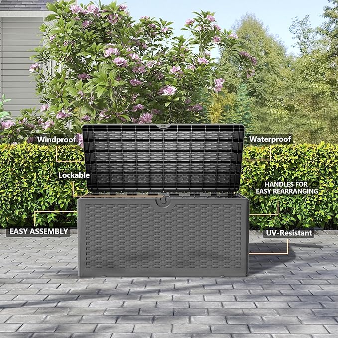 Yardgrace 80 Gallon Pro Resin Deck Box, Waterproof Outdoor Storage Bin - Image 5