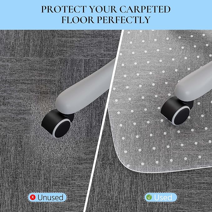 Office Chair Mat for Low Pile Carpet, Studded Carpet Floors Protector Mat for - Image 2