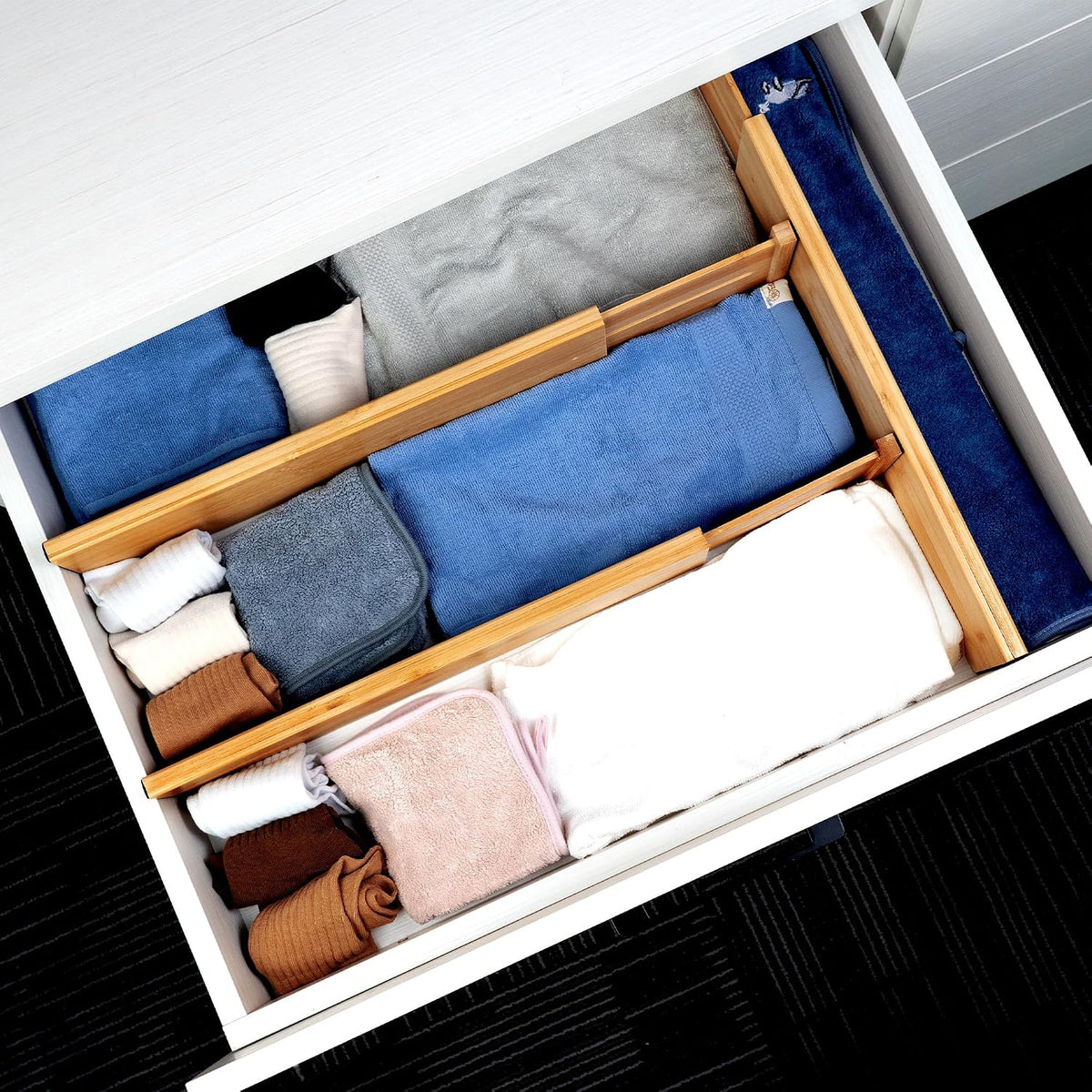 Utoplike Bamboo Drawer Dividers Large, 4" High Kitchen Drawers Organizer
