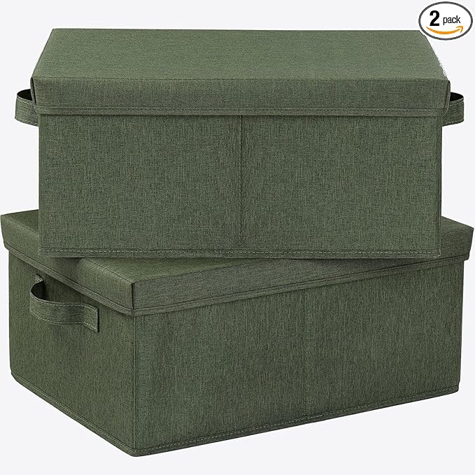 HOONEX Storage Bins with Lids for Organizing, Storage Boxes with 2 Carrying by HOONEX