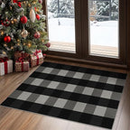 GENIMO Checkered Rug 27.5x44 inches Black and White Outdoor Rug Buffalo Plaid by GENIMO