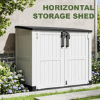 plastic outdoor storage shed, 36 cu ft waterproof showing dimensions