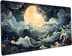 Full Moon Mousepad Cute Desk Mat Stormy Seas XXL Large Extended Gaming Mouse by LuckyCow