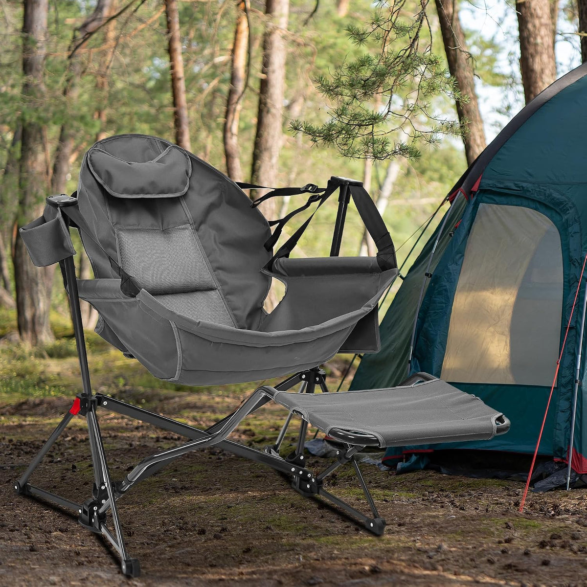 Ainfox Hammock Camping Chair with Footrest, Foldable Portable Rocking Chairs ...