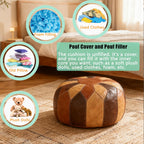 thgonwid unstuffed moroccan faux leather pouf ottoman cover on a desk or shelf