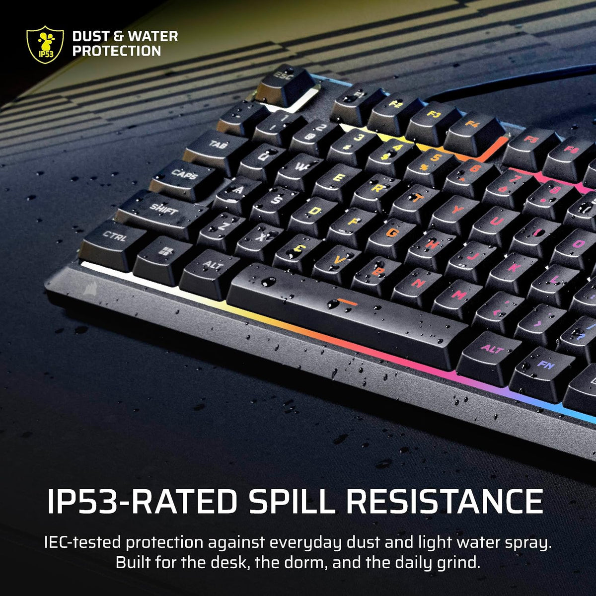 Corsair Skiff 100 Quiet RGB Wired Gaming Keyboard – US QWERTY – Black