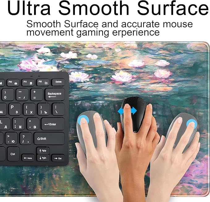 Abstract Oil Painting Mousepad Retro Water Lilies Desk Mat, XXL Large Extended - Image 5