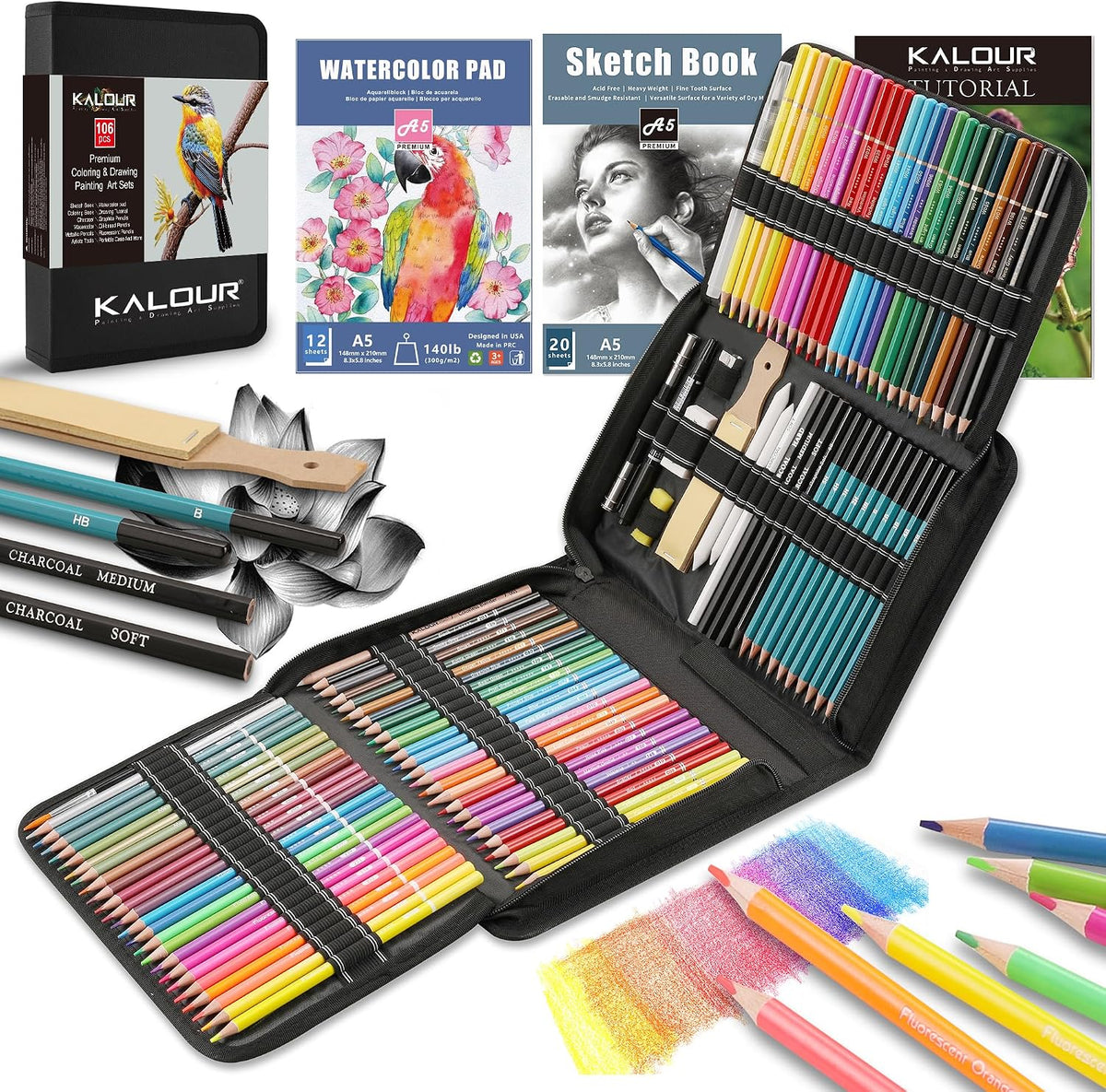 kalour 106 coloring sketching kit set - art, main product view