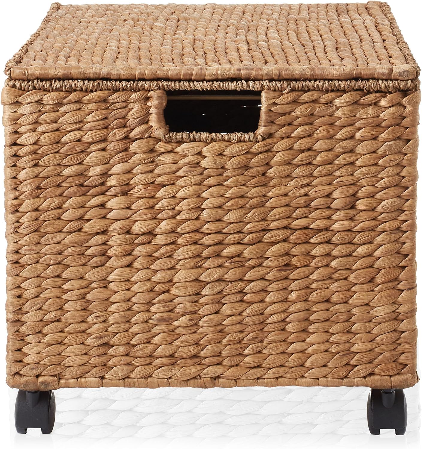 Casafield Rolling Filing Cabinet, Cinnamon - Water Hyacinth File Organizer with Lid and Locking Wheels, Home Office Storage for Hanging Folders