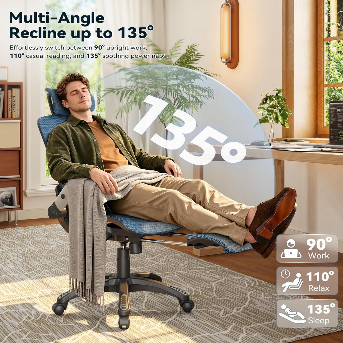 Ergonomic Office Chair with Footrest – High Back Executive Mesh Desk Chair fo...