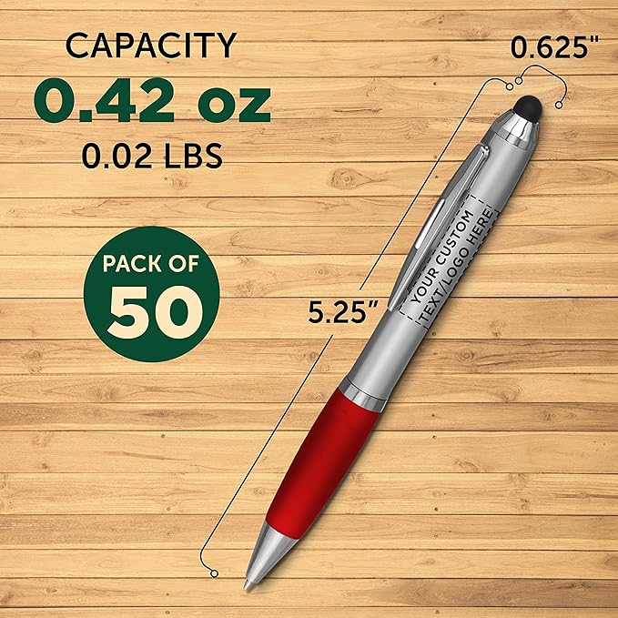 DISCOUNT PROMOS Custom Stylus Ballpoint Pens Set of 50, Personalized Bulk Pack - Image 5