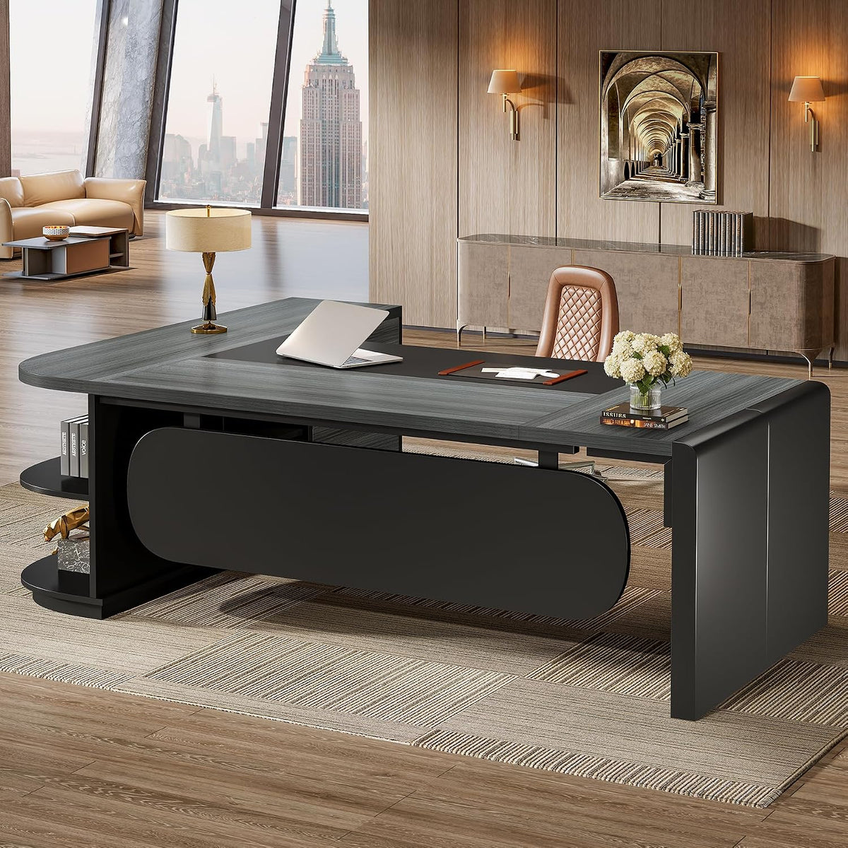 Tribesigns 81‘’ L-Shaped Executive Desk, Large Modern Office Desk with Drawer...