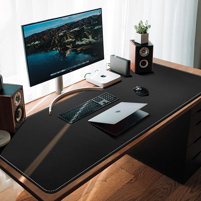 CENNBIE Leather Desk Mat, 66.9" x 23.6" Extra Large Desk Pad Blotter Protector - Image 4