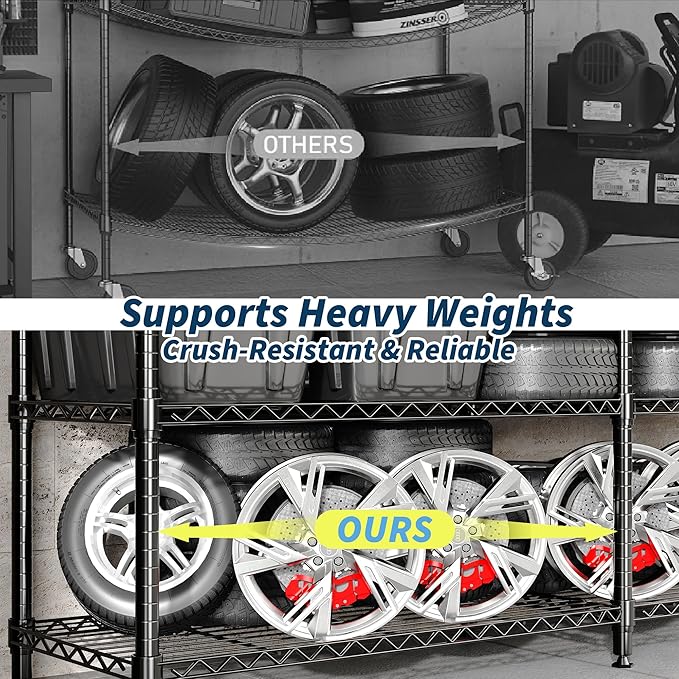 MilleLoom Metal Storage Shelves 4-Tiers, Adjustable Standing Wire Rack Shelf - Image 6