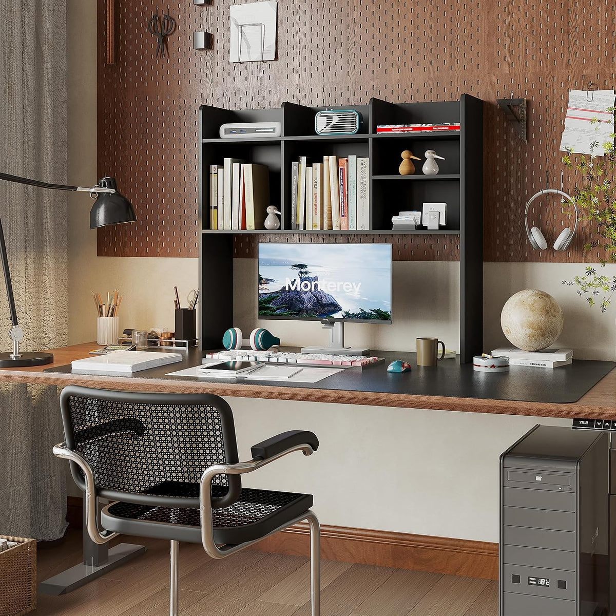 ChooChoo Desk Hutch Dorm, Desktop Bookshelf with 7 Shelves