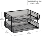 Mind Reader Stackable Paper Tray, Desktop Organizer, File Storage, Metal Mesh - Image 3