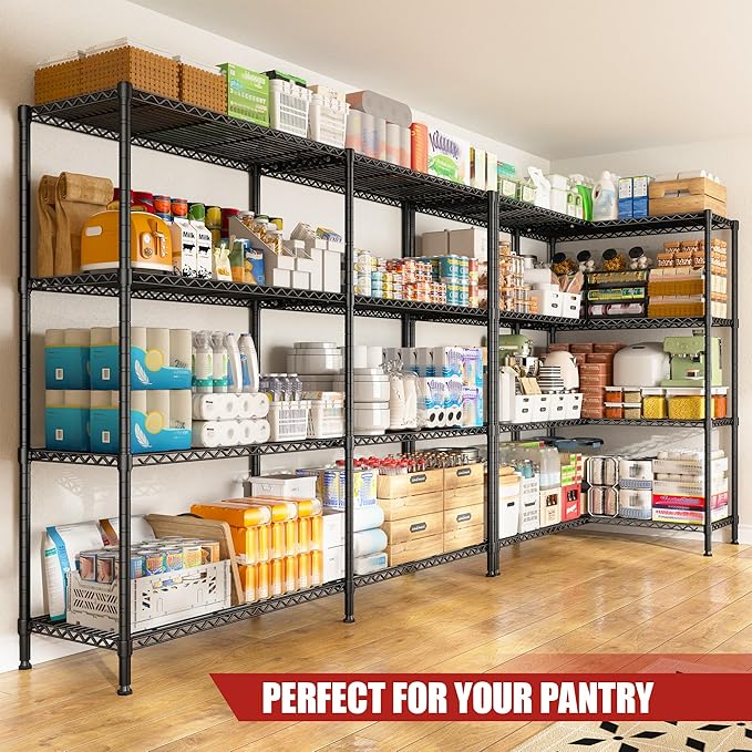 REIBII 61.7''W Storage Shelves Load 1220LBS Wire Shelving Unit 4 Tier Metal - Image 4