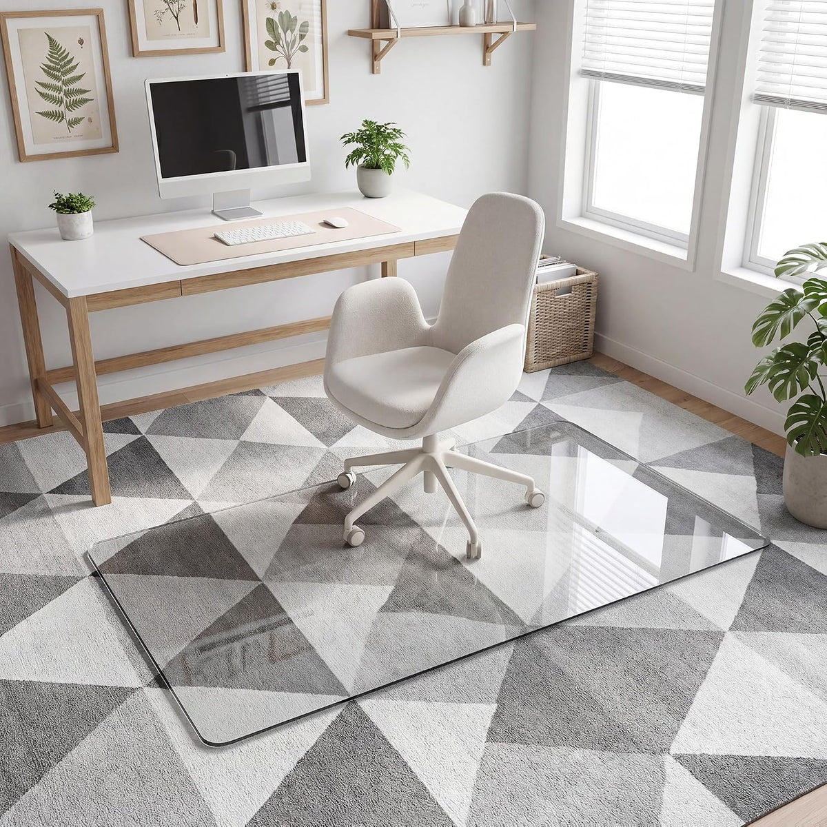 30"x55" Tempered Glass Chair Mat for Carpet & Hardwood Floors