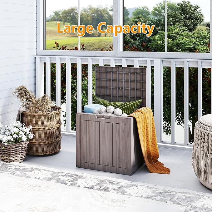 Yardgrace 35 Gallon Small Waterproof Outdoor Storage Box, Resin Deck Box - Image 4