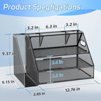 Docnest 3 Tier Metal Mesh Desk Organizer - Image 2