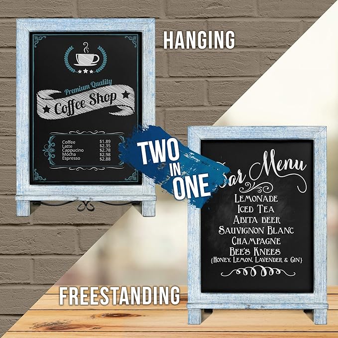 HBCY Creations Rustic Blue & White Tabletop Chalkboard - Image 2
