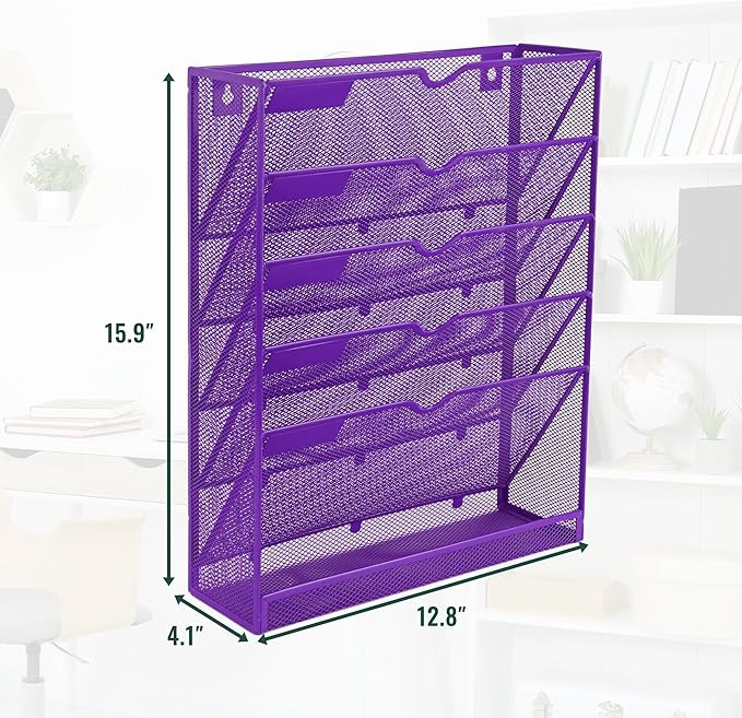 EASEPRES 6 Tier Mesh Hanging Wall File Organizer, Desk Vertical Mail Paper - Image 2